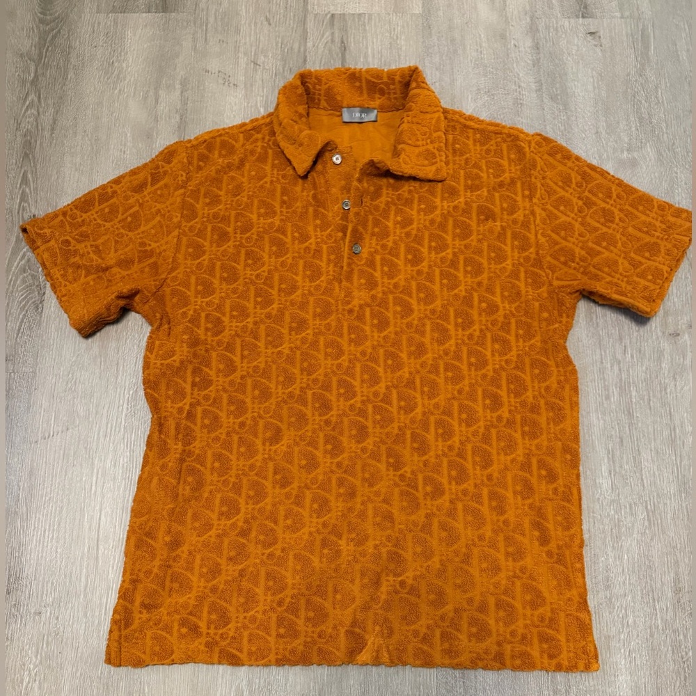 Dior Men’s Oblique Terry Cloth Polo Shirt Sz XS